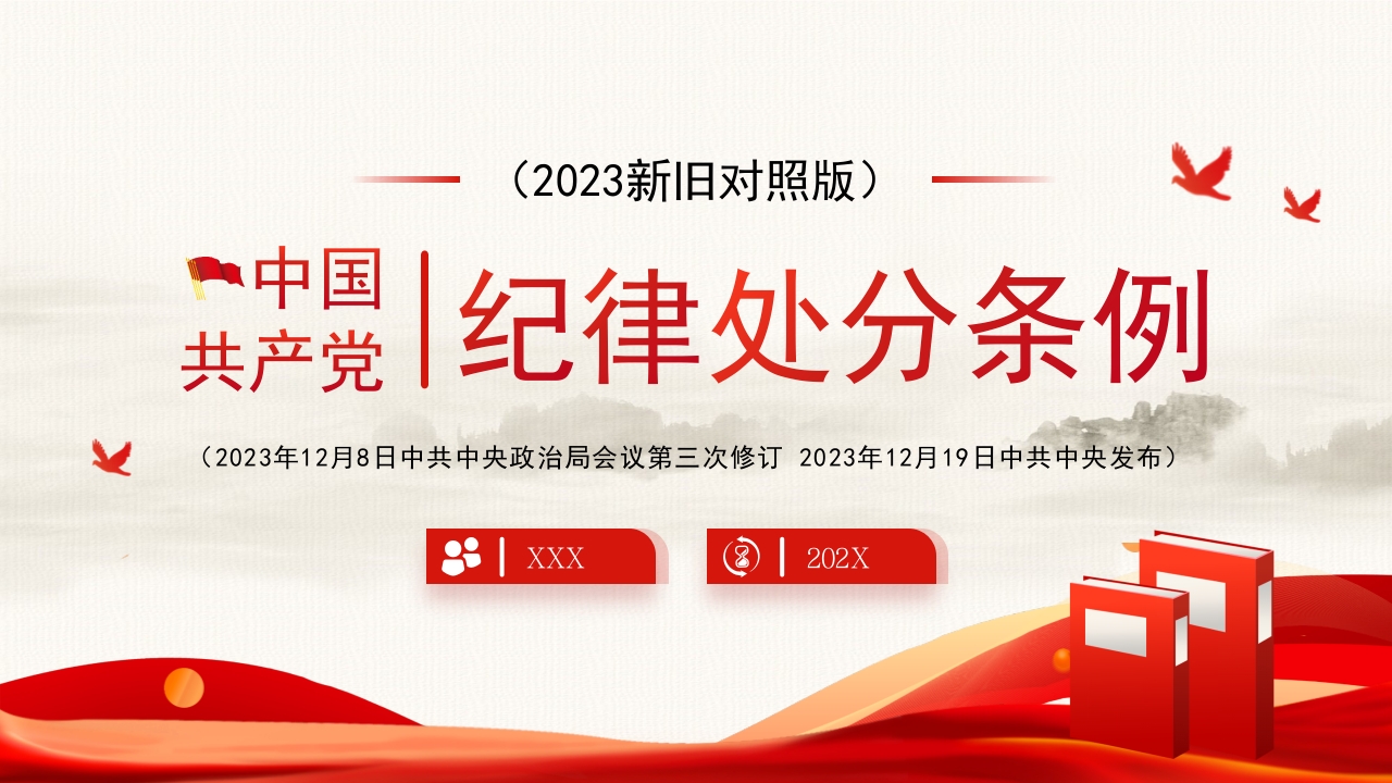 纪律处分条例新旧照对比专题党课ppt模板