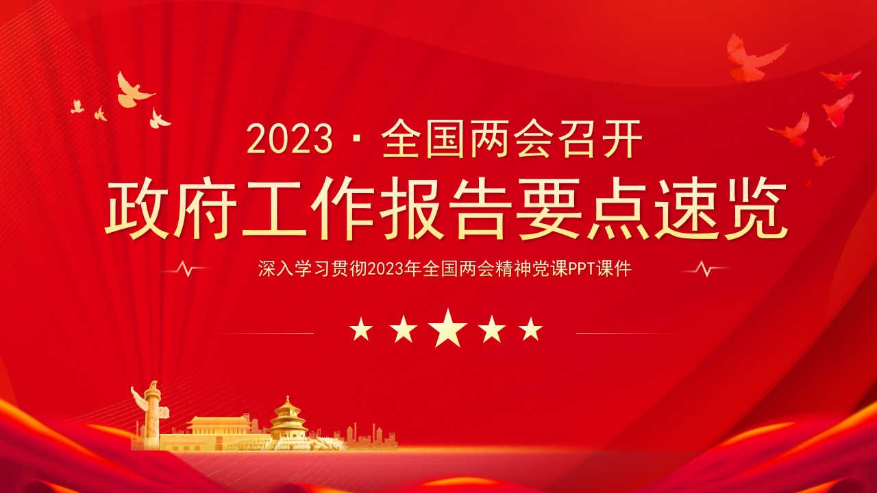 2023全国两会政府工作报告要点速览PPT模板