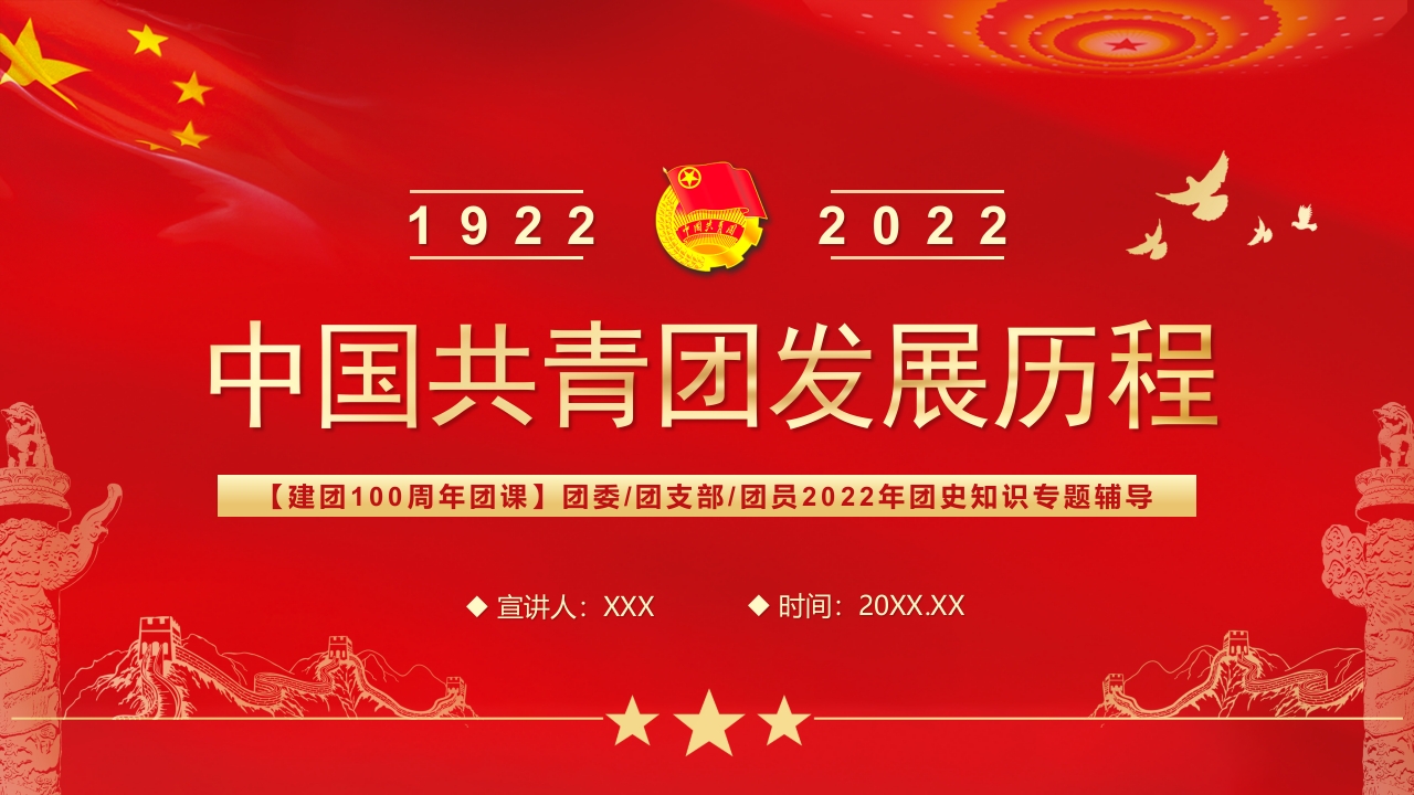 红色建团团课中国共青团发展历程PPT模板