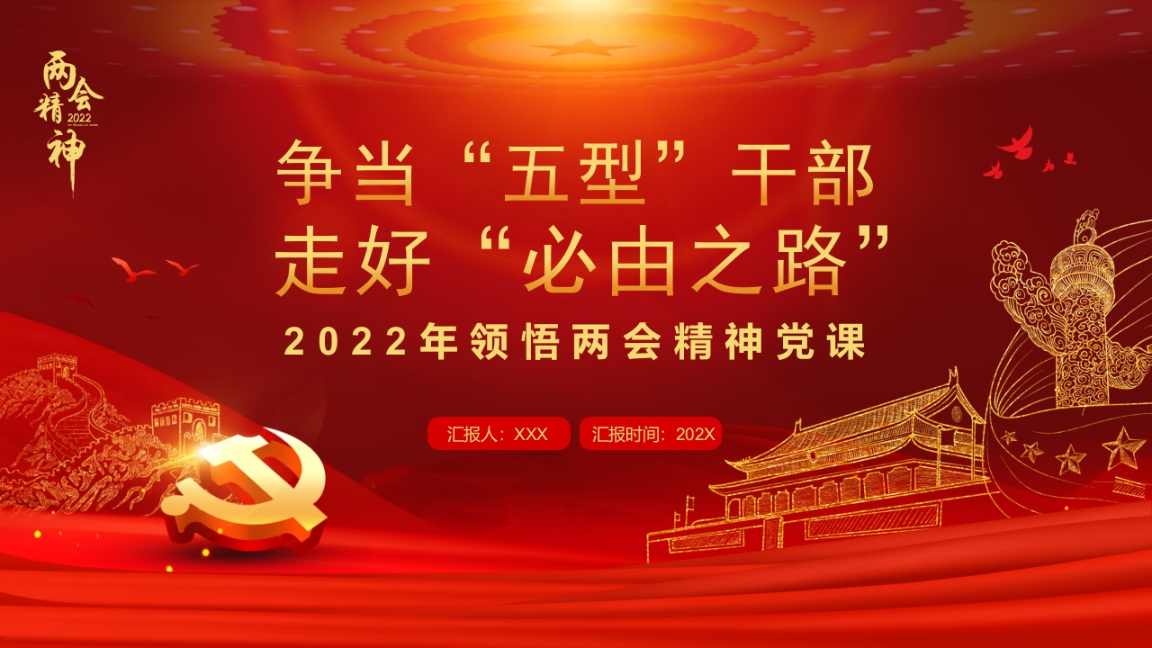 争当“五型”干部  走好“必由之路”党课ppt模板
