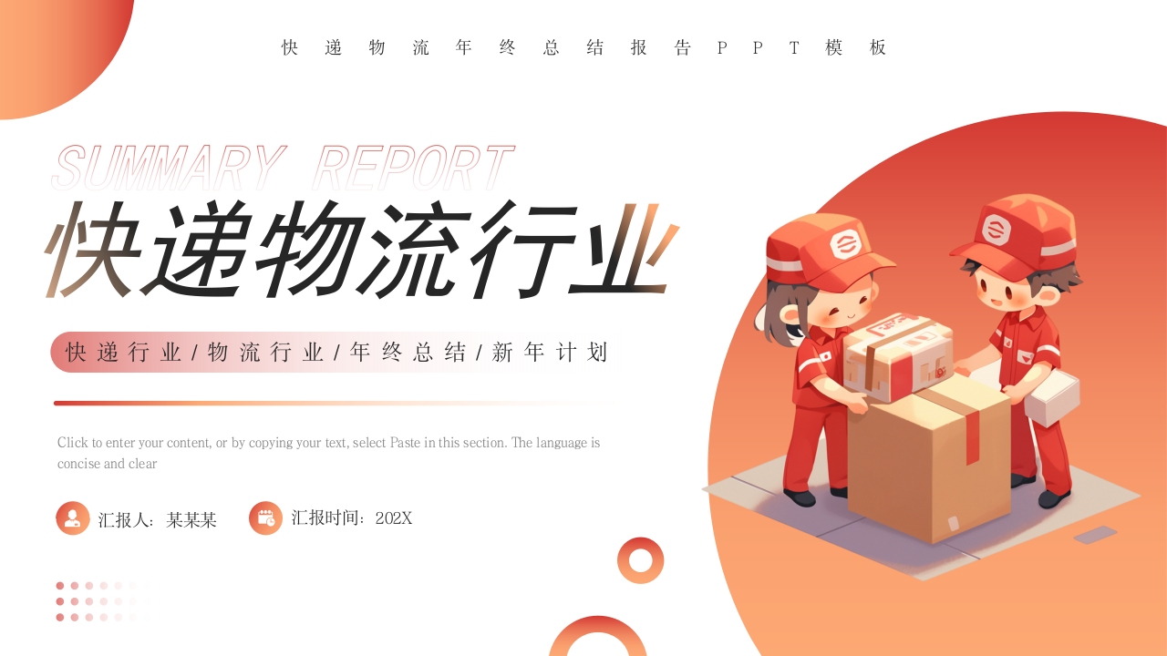 快递物流年终总结报告PPT模板