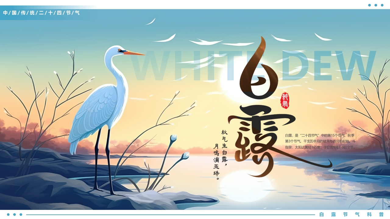 二十四节气白露葭苍苍 白露为霜介绍课件ppt模板