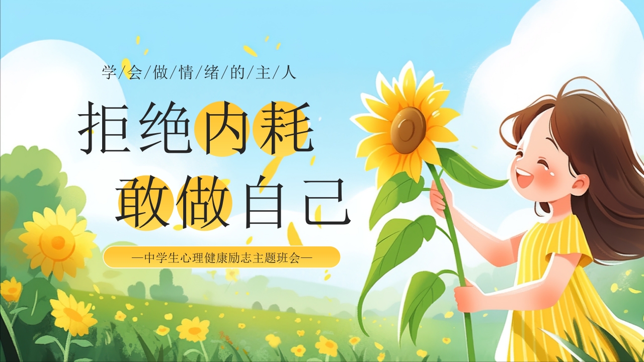 卡通风拒绝内耗敢做自己教育培训课件ppt模板