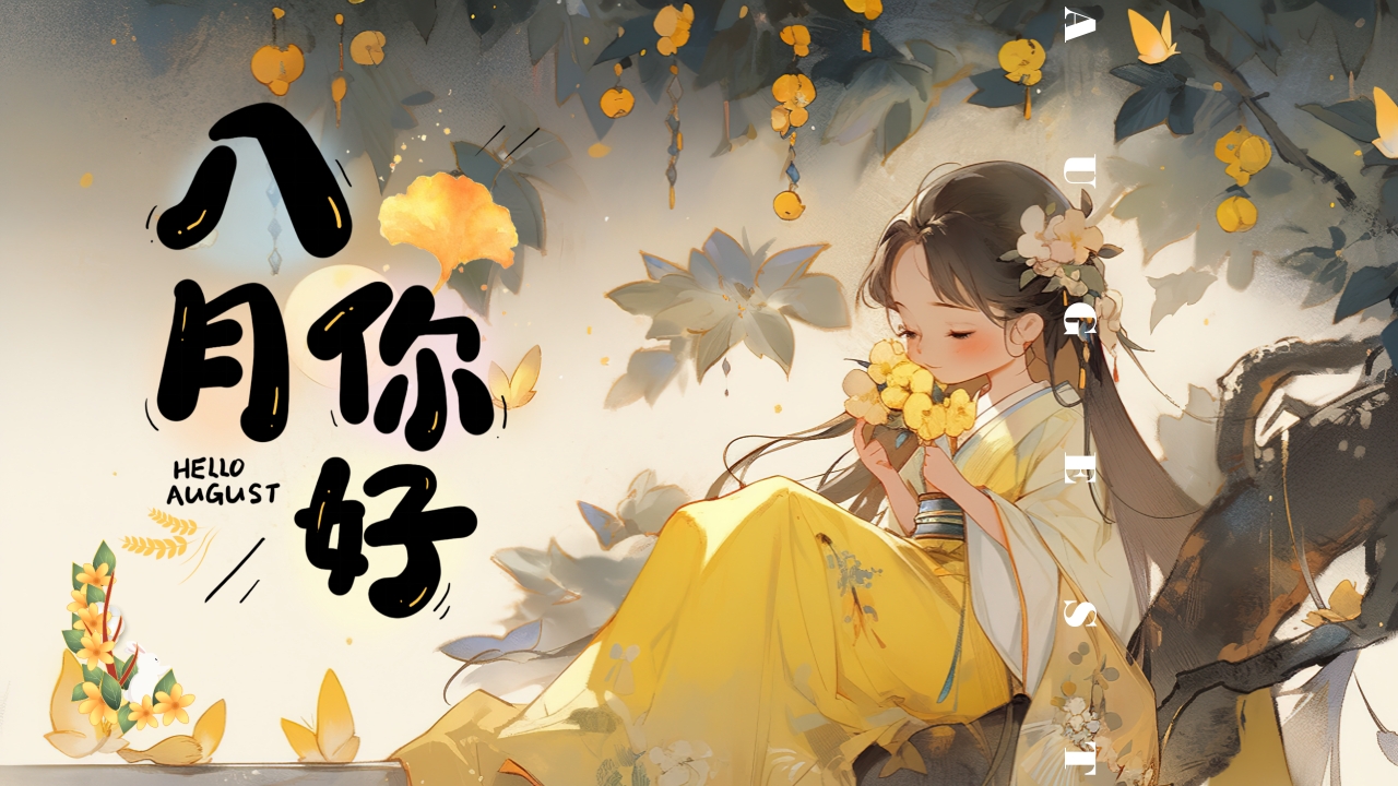 你好八月PPT模板