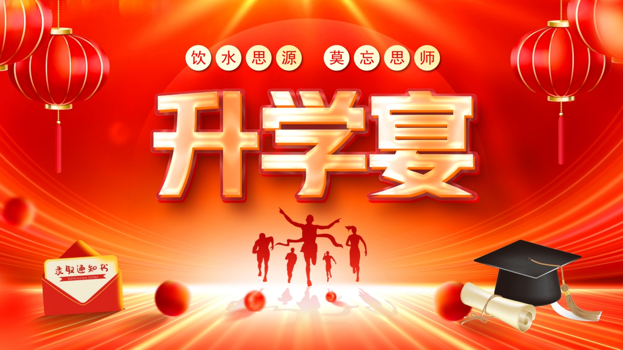红色喜庆2024金榜题名升学宴宣传介绍ppt模板