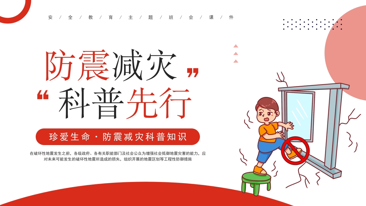 2025防震减灾科普知识主题班会ppt模板