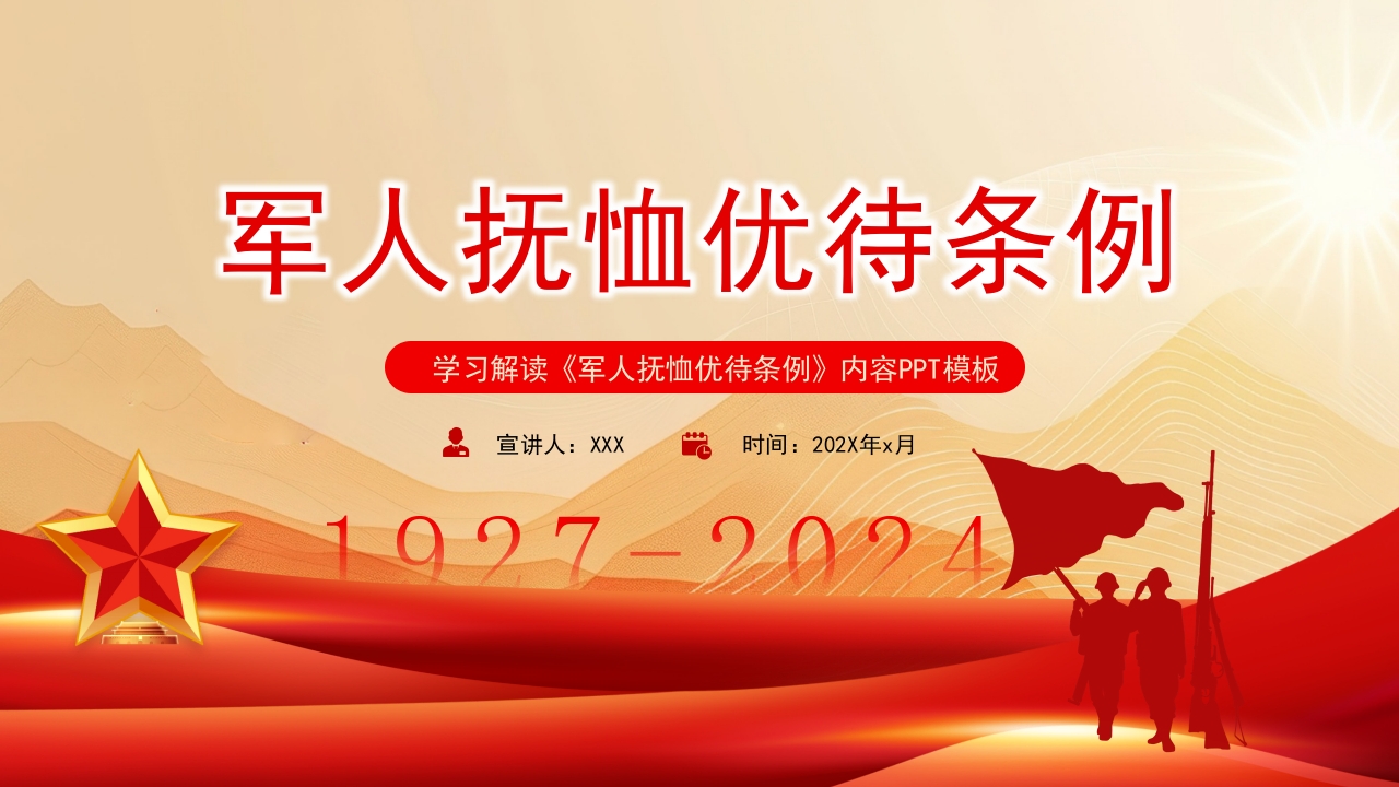2024学习军人抚恤优待条例解读党课ppt模板