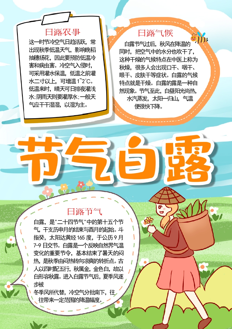 二十四节气节气白露节日介绍word小报手抄报宣传