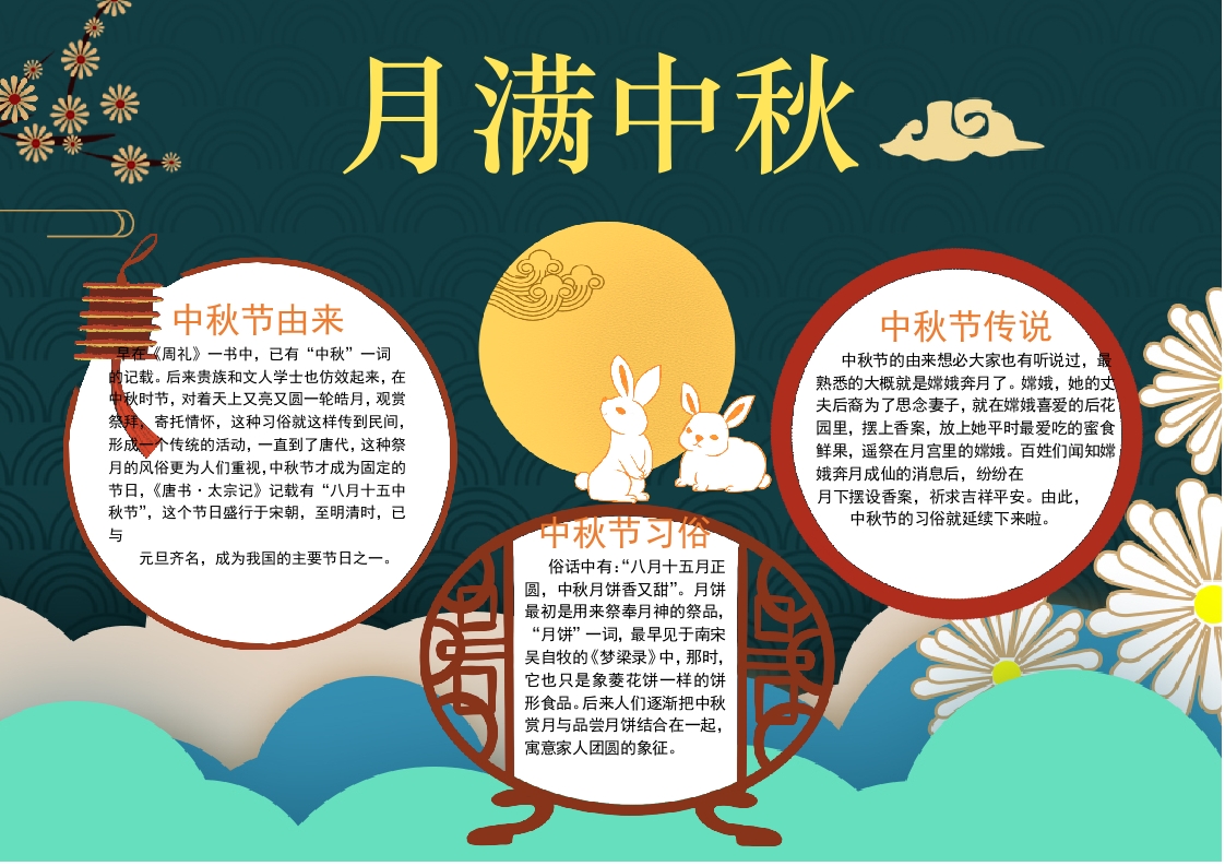 月满中秋节手抄报word模板
