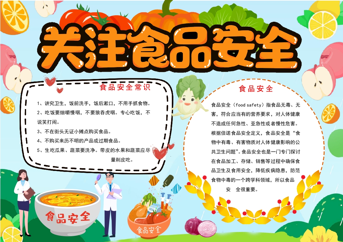 关注食品安全小报关注饮食健康手抄报模板word