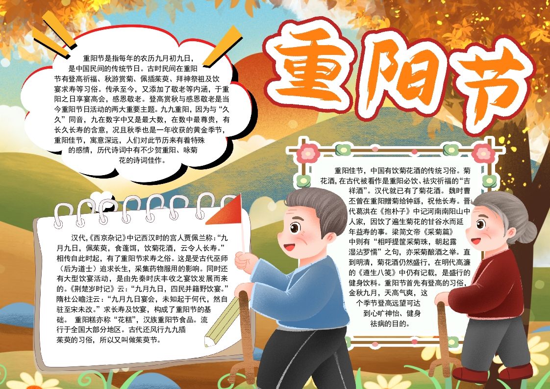 重阳节小报手抄报Word模版