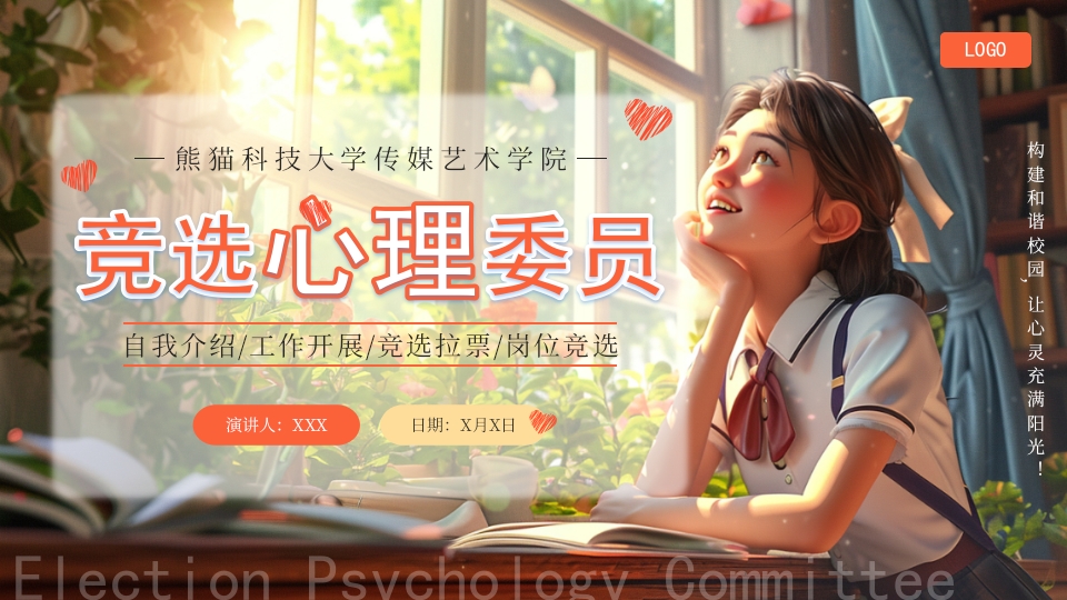 插画风竞选心理委员PPT模板