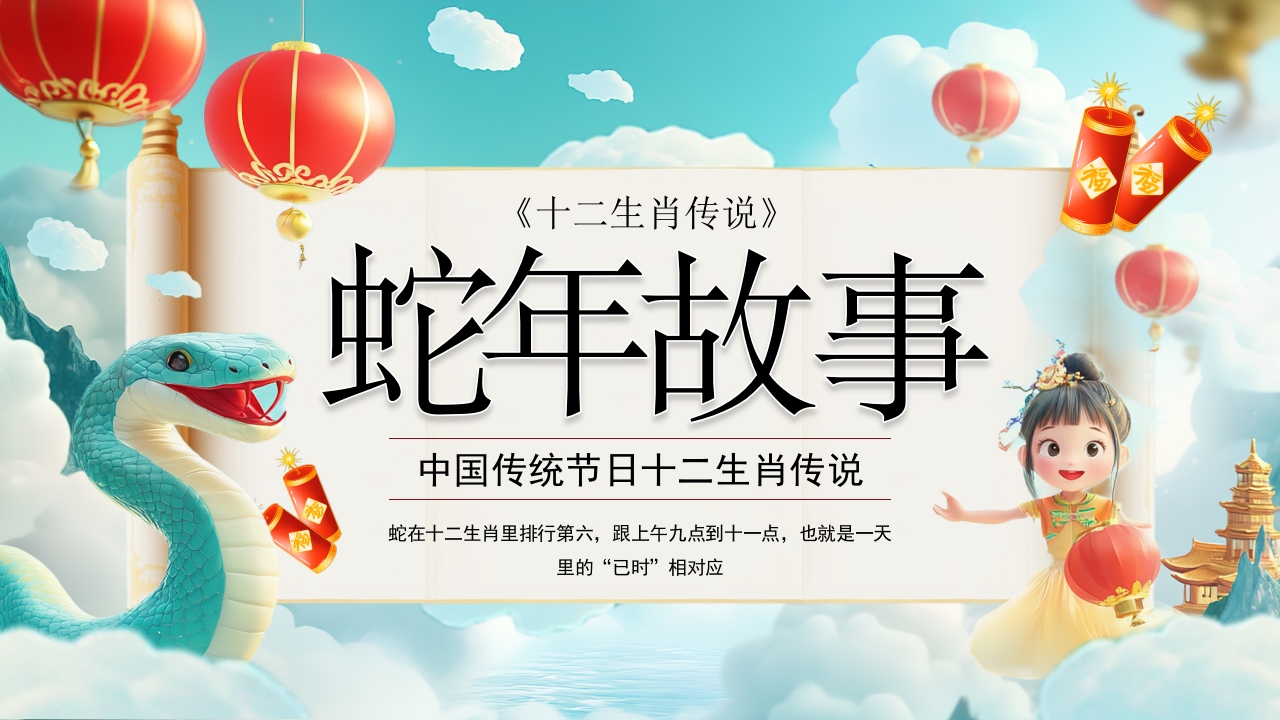 中国传统节日十二生肖传说介绍PPT模板设计