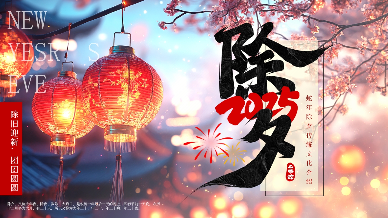 红色除夕故事习俗介绍儿童讲解PPT模板