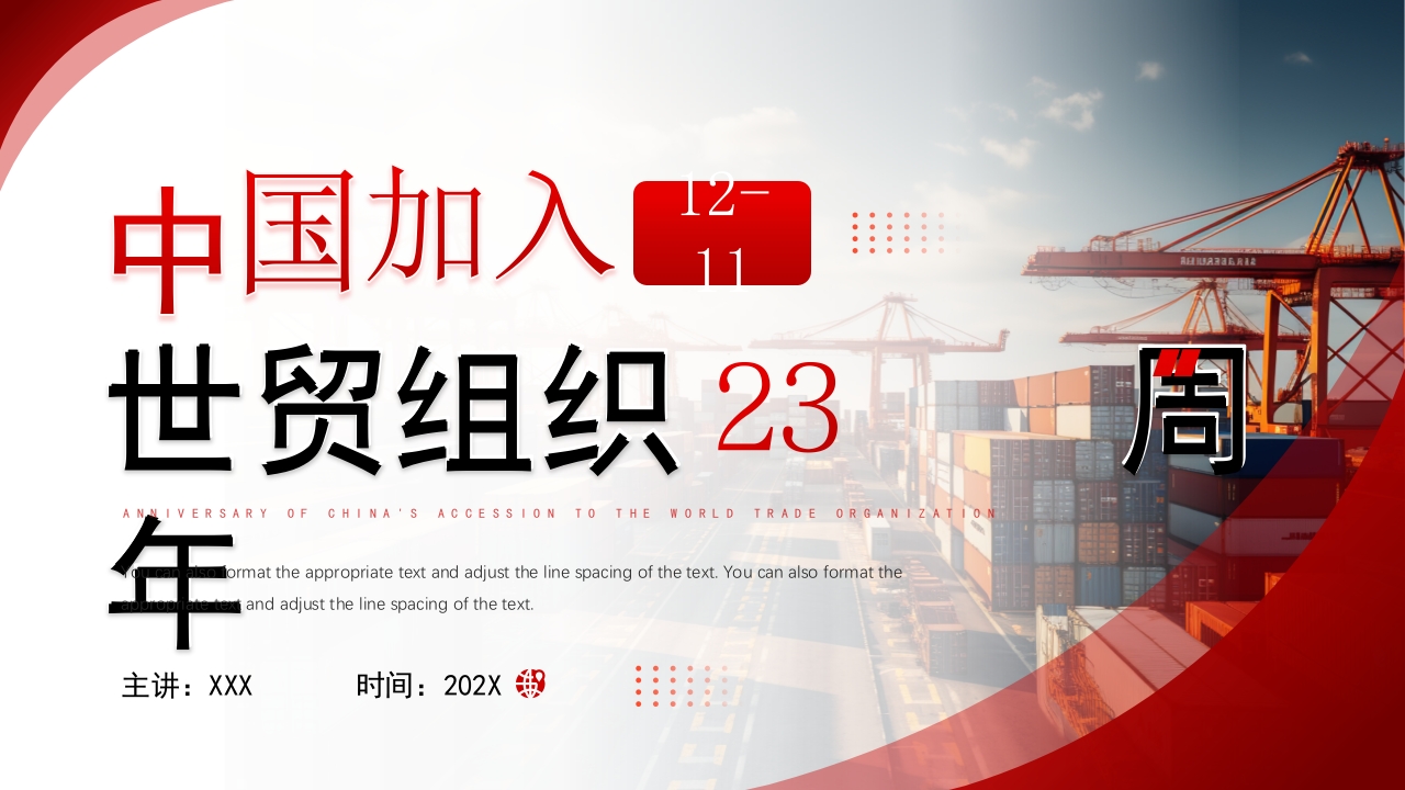 中国加入世贸组织23周年主题介绍ppt模板