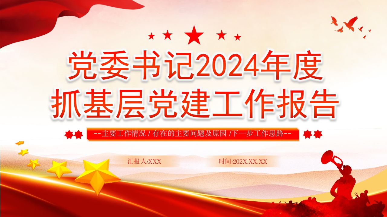 党委书记2024年度抓基层党建工作报告PPT模板