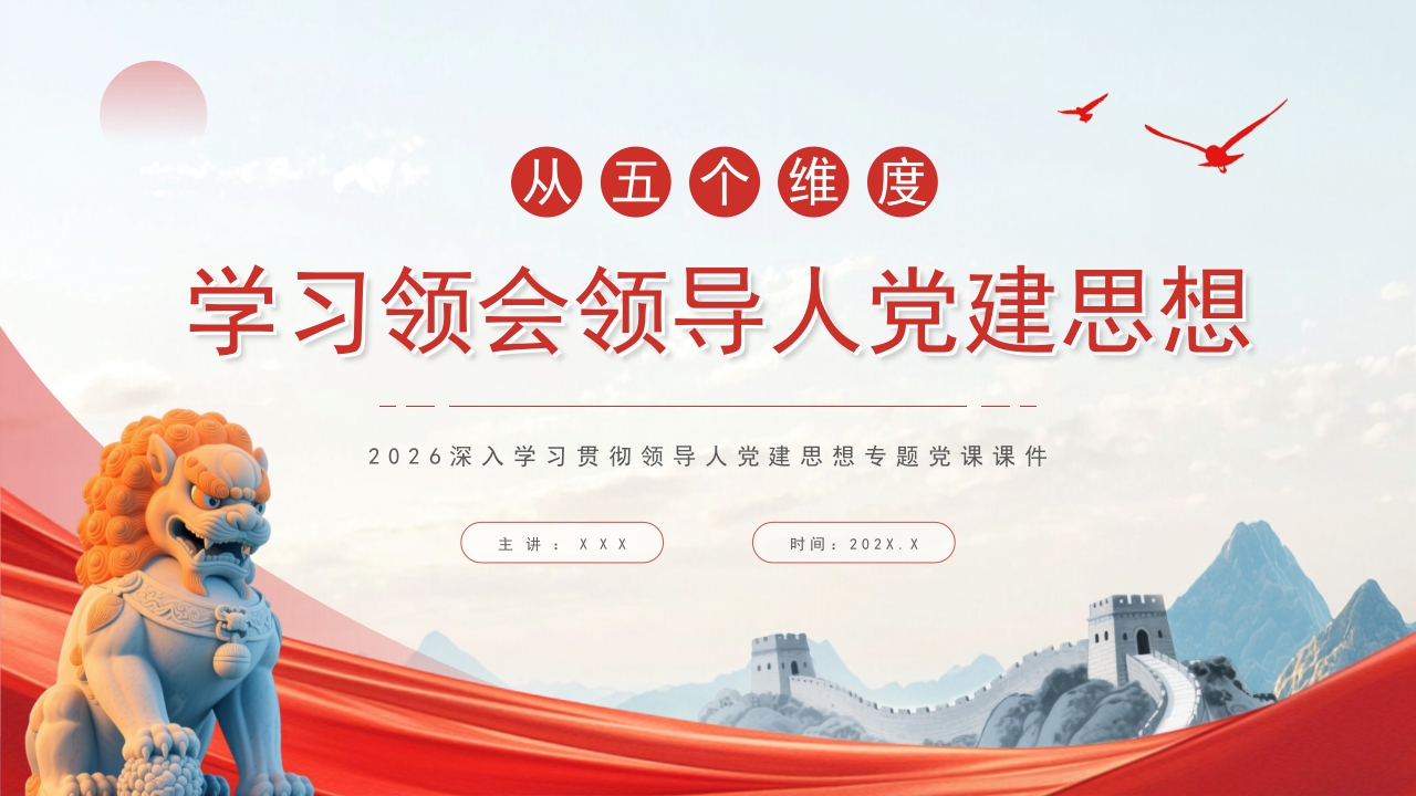 简约大气从五个维度学习领会党建思想PPT党课课件